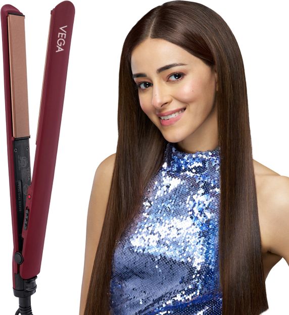 VEGA Ceramic SleekOn Hair Straightener for Women with Quick Heat up & Travel Lock, (VHSH-44) Hair Straightener(Red)