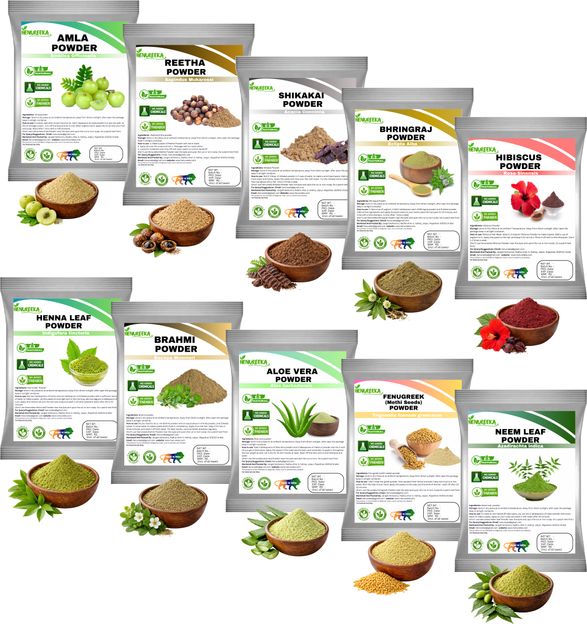 HENUREEKA Organic Hair Pack , Mask Combo Pack of 10 | Natural Powder |50G Each(500 g)