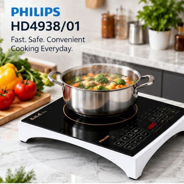 PHILIPS 2100 W Induction Cooktop Touch Panel(Black, HD4938/01)