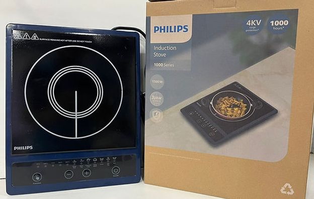PHILIPS 1500 W Induction Cooktop Push Button(Blue, Black, HD4944)