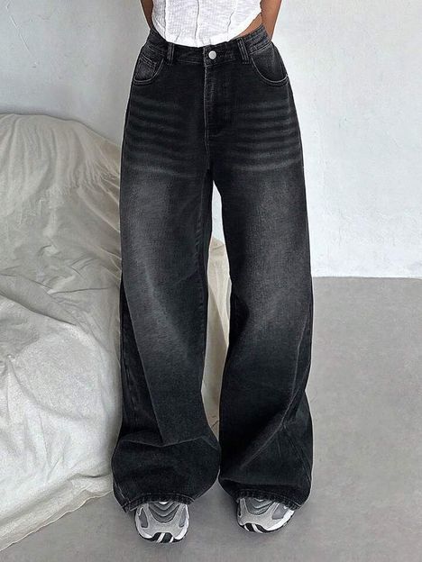 H&H Baggy Fit Women Black Jeans