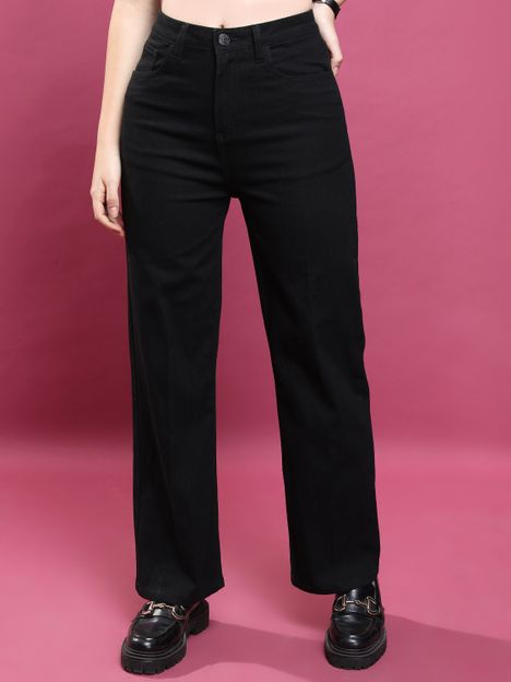 Tokyo Talkies Wide Leg Women Black Jeans