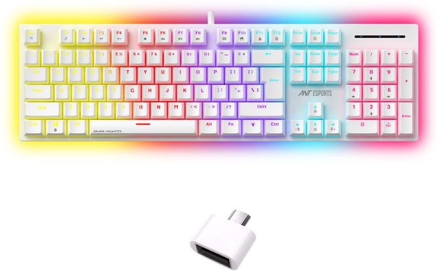 Ant Esports MK3400 PRO V3 Wired USB Standard Gaming Keyboard Compatible with Desktop, Mac with Tactile Brown Mechanical Switches(White)