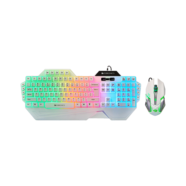 ZEBRONICS Zeb-Optimus(Zeb-KMC 2) Wired USB Standard Gaming Keyboard Compatible with Desktop, Laptop, Mac with Plug & Play USB Interface(White)