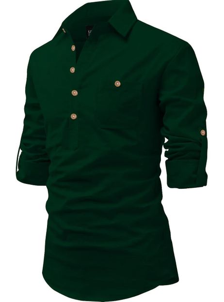 Univibe Men Solid Straight Kurta(Dark Green)