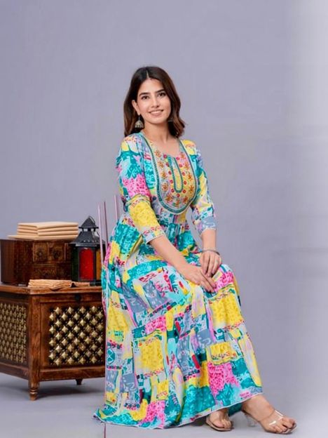 First Affair Women Printed Anarkali Kurta(Multicolor)