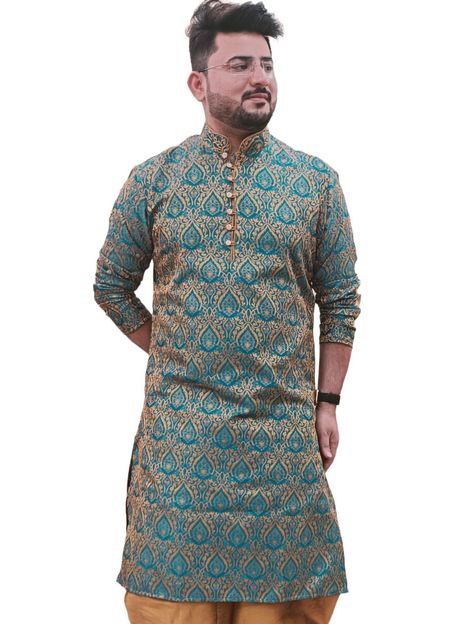 26 i Men Self Design Straight Kurta(Light Blue)