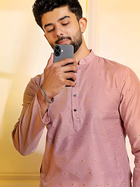 Koshin Men Printed Straight Kurta(Purple)