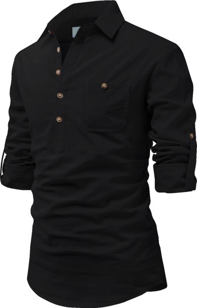 Amrit topwear Men Solid Pathani Kurta(Black)