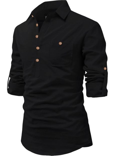 Univibe Men Solid Straight Kurta(Black)