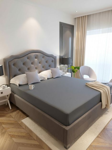 LA VERNE King Size Fitted Terry Cotton Breathable, Stretchable, Waterproof Mattress Cover(198 cm x 183 cm, Grey)