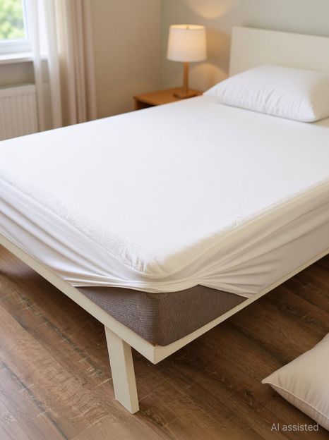 Wakefit King Size Fitted Terry Cotton Waterproof, Stretchable, Breathable Mattress Cover(198 cm x 183 cm, White)