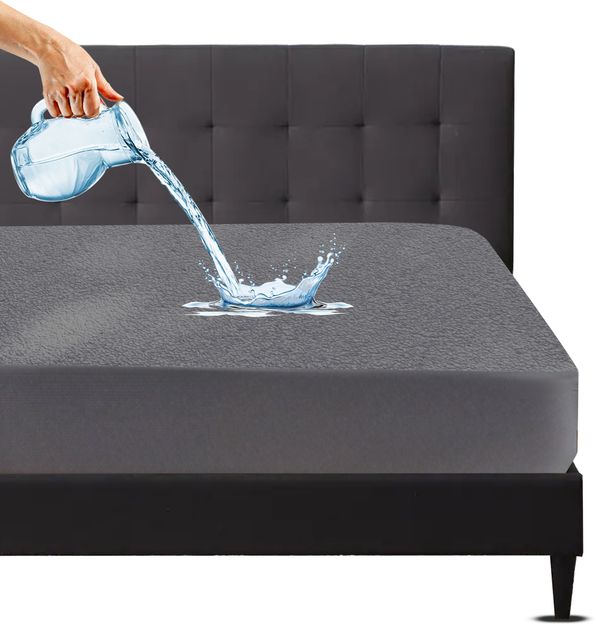 Mattress Protector Queen Size Fitted Terry Cotton Breathable, Stretchable, Waterproof Mattress Cover(72 inch x 60 inch, Grey)