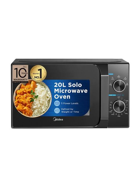 Midea 20 L 5 power levels & Defrost function Solo Microwave Oven(MMO20CXA-MMPEBK, Black)