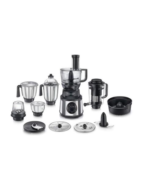 Prestige Endura Pro 1000 W Juicer Mixer Grinder(Pro with Ball Bearing-Multi Functional food processing attachments Watts | 6 Jars | Black, Silver)
