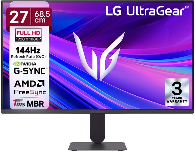 LG UltraGear 68.58 cm (27 inch) Full HD IPS Panel 27-inch FHD (1920x1080) IPS display, NVIDIA G-SYNC Compatible / AMD FreeSync Premium Pro Monitor (27G411A-BB.ATREMVL)(NVIDIA G Sync, Response Time: 5 ms, 144 Hz Refresh Rate)