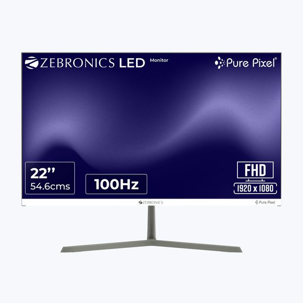 ZEBRONICS A Series 54.6 cm (22 inch) Full HD LED Backlit VA Panel with Anti-Glare Screen, Ultra Slim, Bezel-Less Display, 250nits Brightness, HDMI & VGA, Wall Mountable Monitor (Zeb-A122 FHD LED)(Response Time: 4 ms, 100 Hz Refresh Rate)