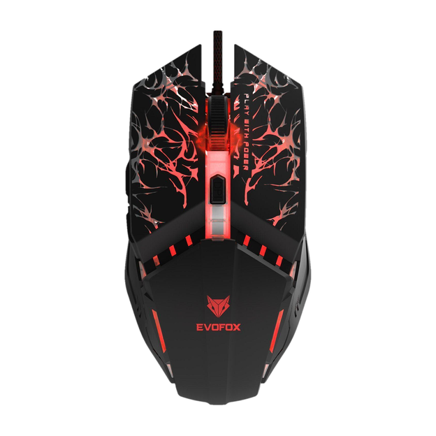 EVOFOX Spirit Wired Ergonomic Optical Gaming Mouse with Upto 7200 DPI (6-Level Adjustable), 6 Buttons with DPI Switch, Vibrant RGB Lighting, Huano Switches, 1.5m Braided Cable(USB 2.0, Black)