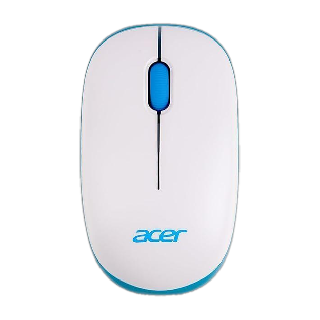 Acer Flow Ambidextrous Optical Mouse with 1600 DPI, Silent Switches, Smart Auto-Sleep Mode, Long Battery Life(2.4GHz Wireless, White/Blue)