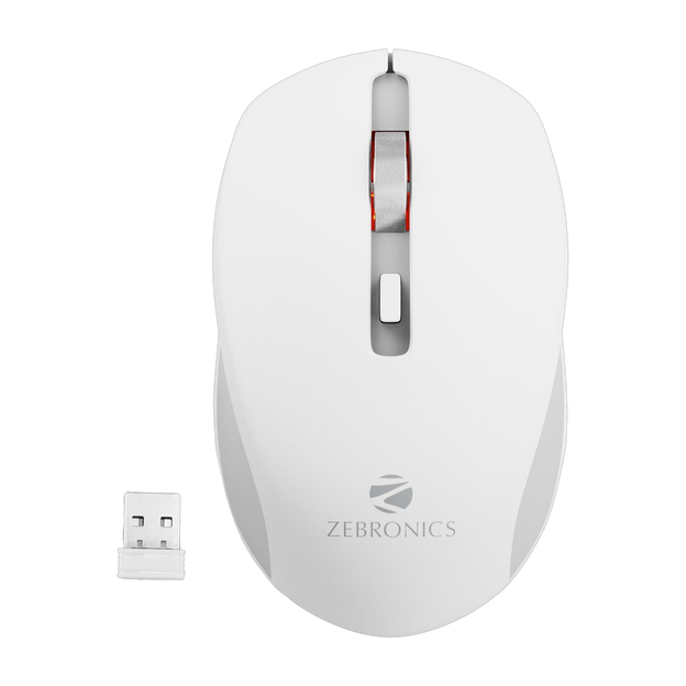 ZEBRONICS Jaguar Ambidextrous Optical Mouse High Precision, 4 Buttons, Plug & Play(2.4GHz Wireless, White)