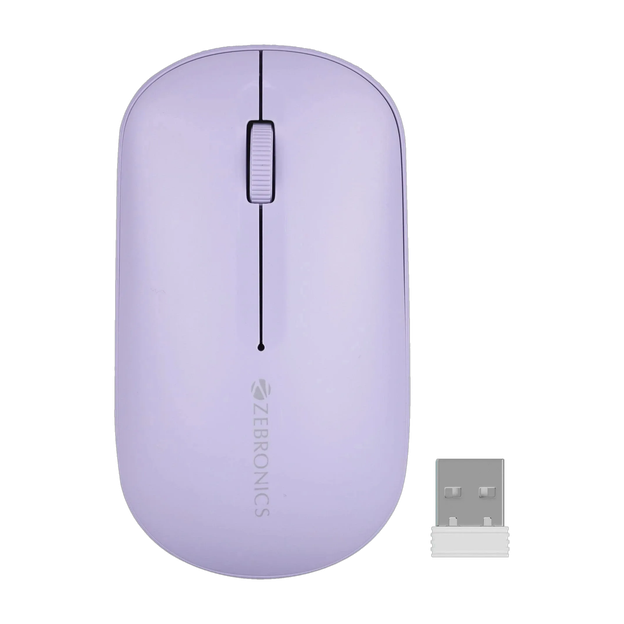 ZEBRONICS Pulse Ambidextrous Optical Mouse with 1200 DPI, Silent Click Switches, Multi-Device Pairing, Smart Auto-Sleep Mode, Lightweight Travel Design(2.4GHz Wireless, Bluetooth, Lavender)