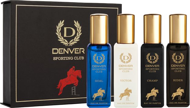 DENVER Sporting Club EDP- SRK's Favorite Luxury Gift Pack (20ml x 4) Perfume Eau de Parfum - 80 ml(For Men)
