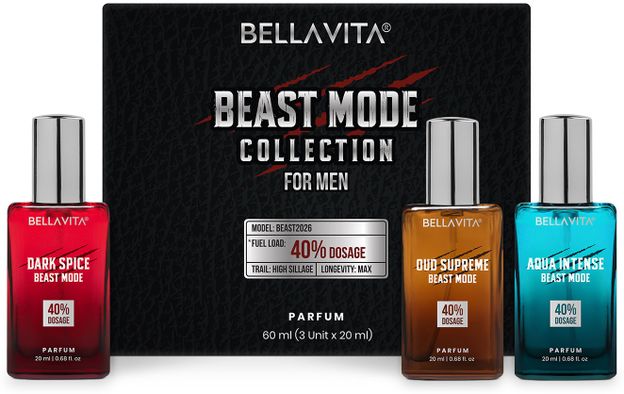 BELLAVITA Beast Mode Perfume Collection for Men (3x20ML) Long Lasting Fragrance|EDP Eau de Parfum - 60 ml(For Men)