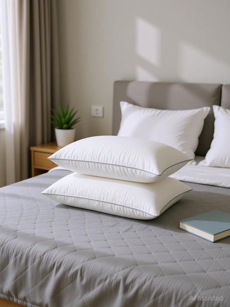 Sleepwell Polyester Fibre Sleeping Pillow Pack of 2 Solid Umang, Everyday Comfort, Light, Soft & Durable, 24 x16 Inches(White)