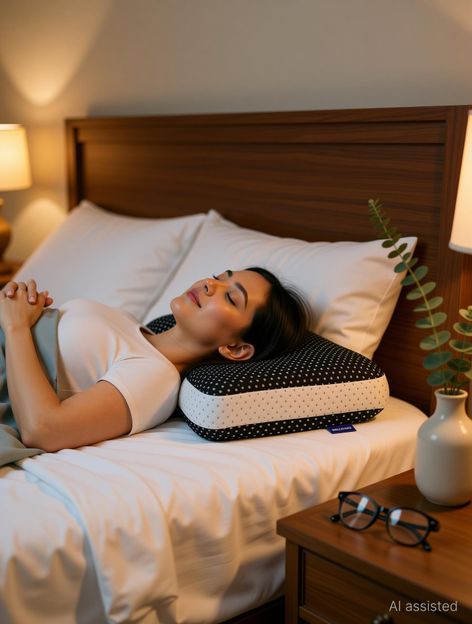 WELLGIVER Memory Foam Sleeping Pillow Pack of 1 Geometric Luxury(White, Black)