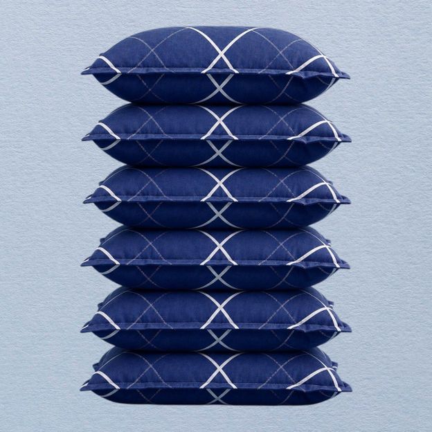 Suhalyo Cotton Sleeping Pillow Pack of 6 Printed Soft Comfort Series(Blue)