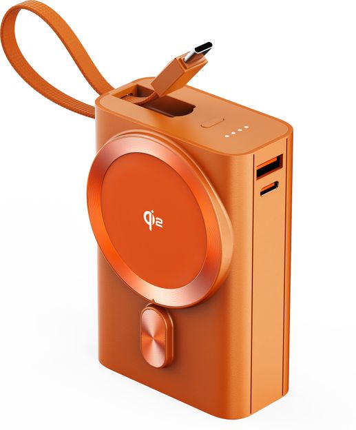 Ambrane 20000 mAh 35 W Wired & Wireless With MagSafe Compact Pocket Size Power Bank(Orange, Lithium Polymer, Power Delivery 3.0, Quick Charge 3.0 for Earbuds, Laptop, Mobile, Smartwatch, Smartband, Speaker, Tablet, Trimmer)