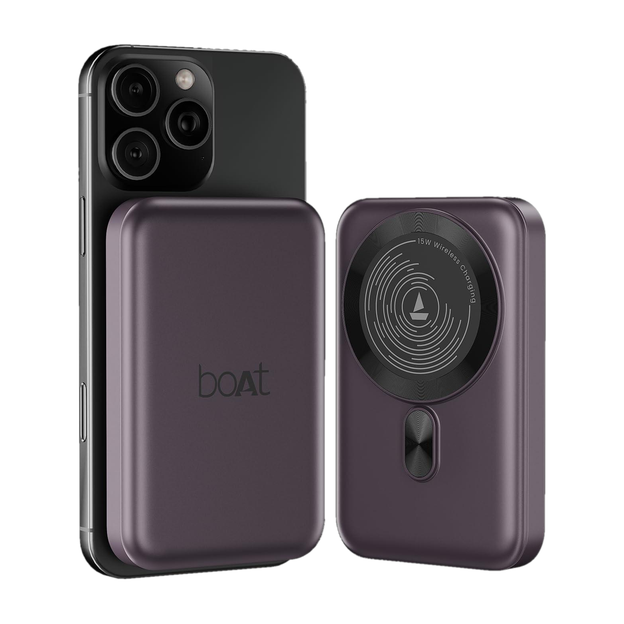 boAt 10000 mAh 22.5 W Wireless With MagSafe Compact Pocket Size Power Bank(Purple, Lithium Polymer, Fast Charging, Quick Charge 3.0 for Mobile)