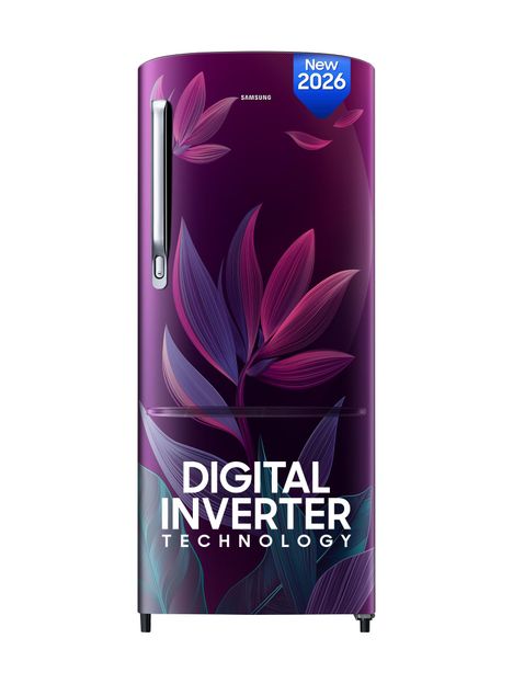 Samsung 183 L Direct Cool Single Door 4 Star Refrigerator with Digital Inverter, Single Touch Defrost, 2026 Model(PARADISE BLOOM PURPLE, RR20H27249R/NL)