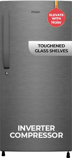 Haier 190 L Direct Cool Single Door 5 Star Refrigerator with Fast Ice Making, Easy Clean Back, Large Vegetable Box ( 2026 Model)(DAZZLE STEEL, HED-205DSA-P)