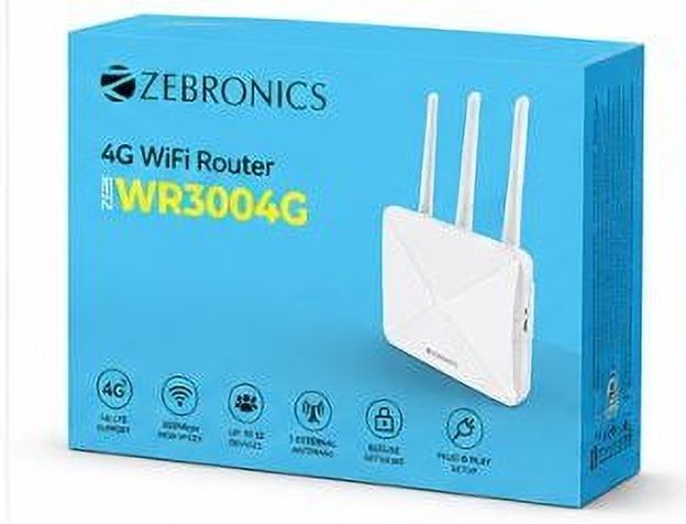 zebronic 4G/5G ROUTER MULTI SIM SUPPORT Wi-Fi 6 4G Router 5 GHz 300 Mbps Wifi Speed Dual Band External Antenna Ethernet (Cable Broadband)(White)