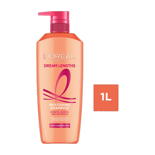 L'Oréal Paris Dream Lengths Shampoo | with vegetal keratin and castor oil(1 L)