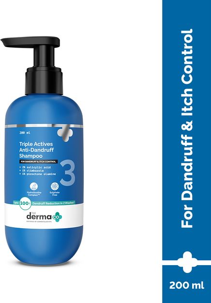 The Derma Co Triple Actives Anti-Dandruff Shampoo Power of 3 Actives |Fights Dandruff & Flake(200 ml)