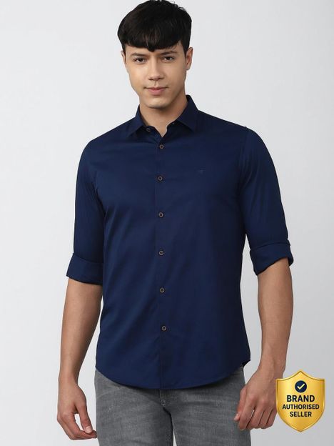 PETER ENGLAND Men Solid Casual Blue Shirt