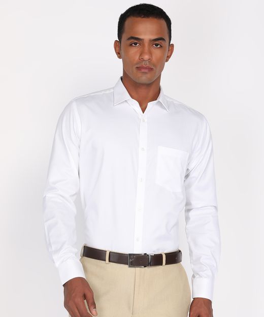 PARK AVENUE Men Self Design Formal White Shirt