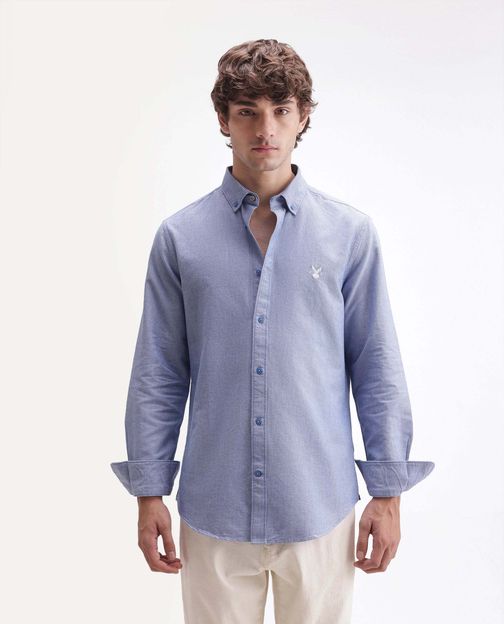 RARE RABBIT Men Solid Casual Blue Shirt