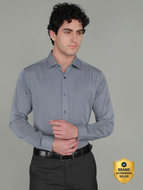 Raymond Men Printed Formal Dark Blue Shirt
