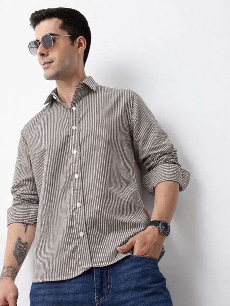 Roadster Men Checkered Casual Brown Shirt