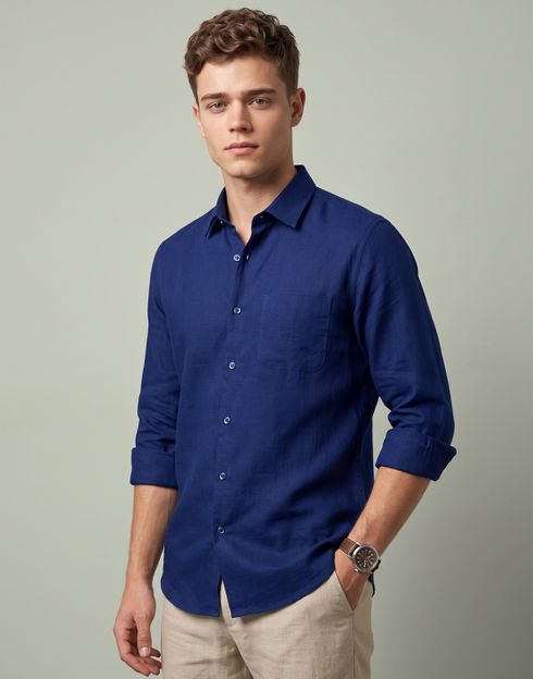 PETER ENGLAND Men Solid Formal Dark Blue Shirt