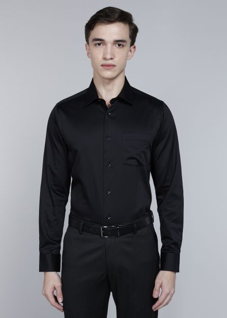 Blackberrys Men Solid Formal Black Shirt