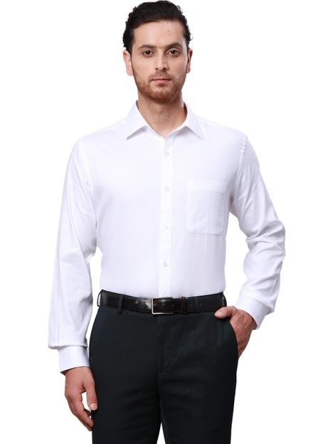 Raymond Men Self Design Formal White Shirt