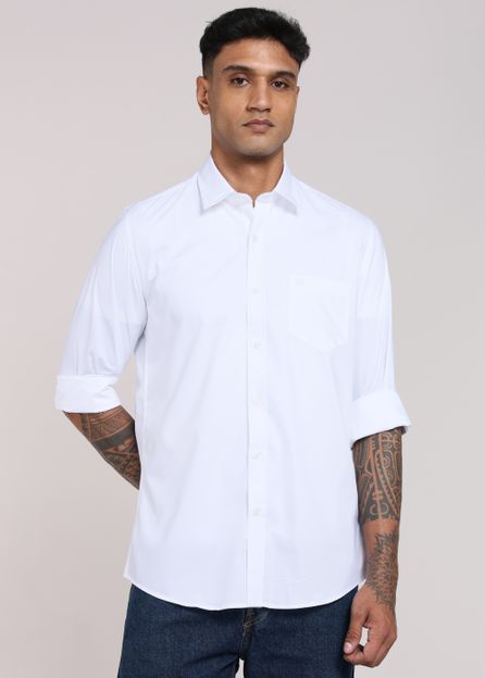 PETER ENGLAND Men Solid Casual White Shirt