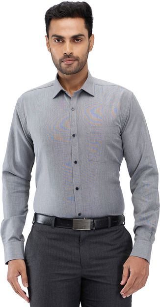 PARK AVENUE Men Self Design Formal Grey Shirt
