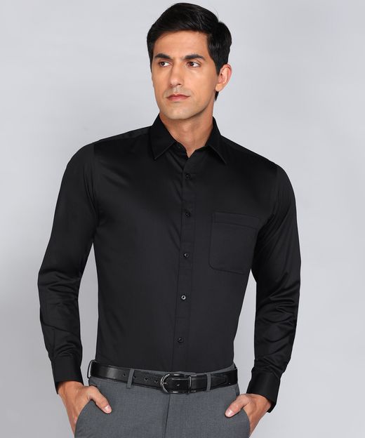 Raymond Men Solid Formal Black Shirt