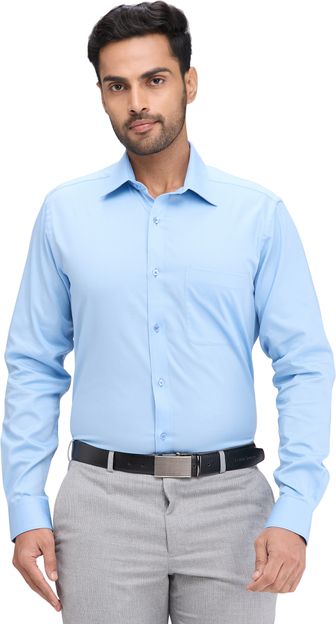 Raymond Men Solid Formal Blue Shirt
