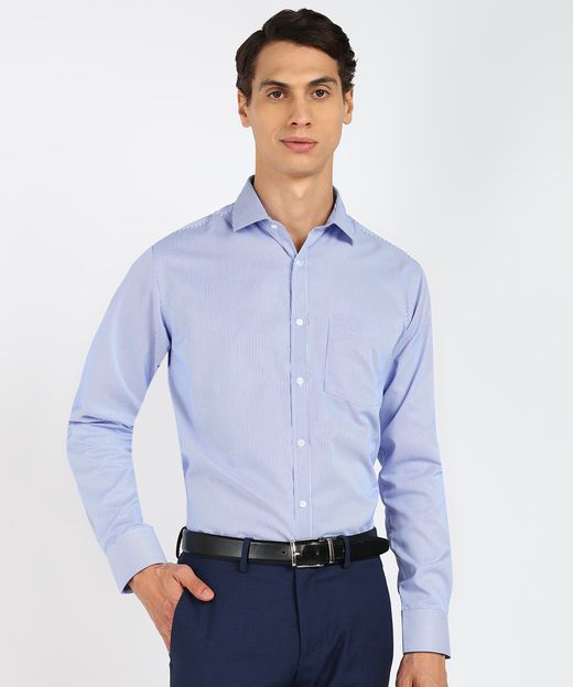 PARK AVENUE Men Striped Formal Blue Shirt